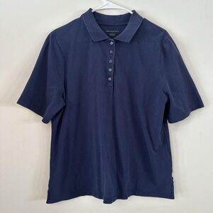 VTG Women's Appleseeds Top Short Sleeve Polo Dark Blue Large 100% Cotton Tennis